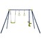3-in-1 Kids Swing Set With U-Swing Glider Gym Rings Adjustable Height Outdoor